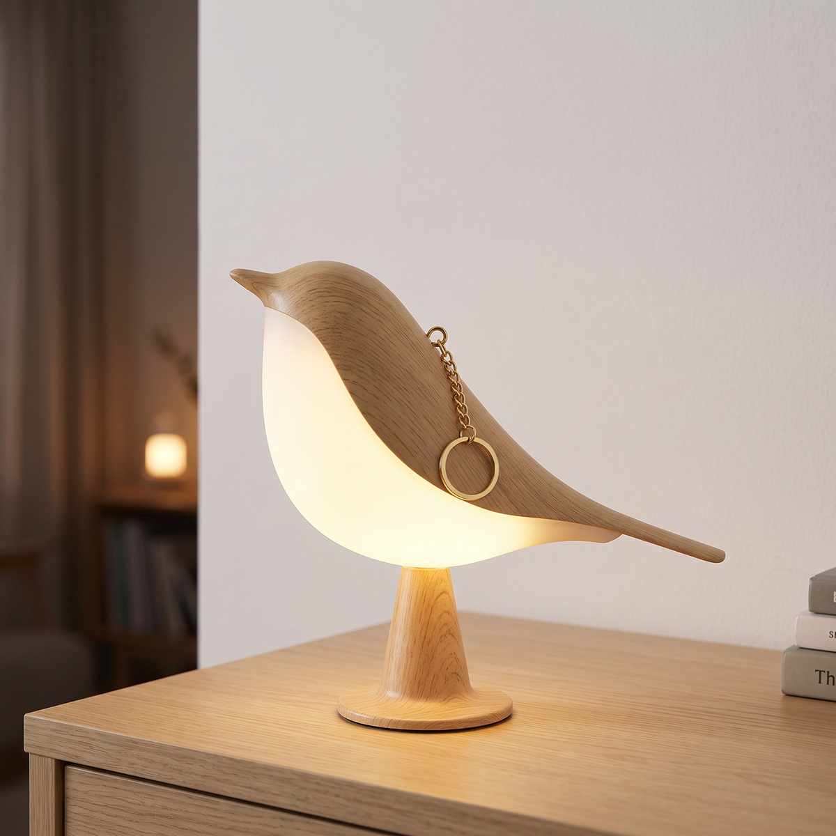 Cora in light wood, switched on